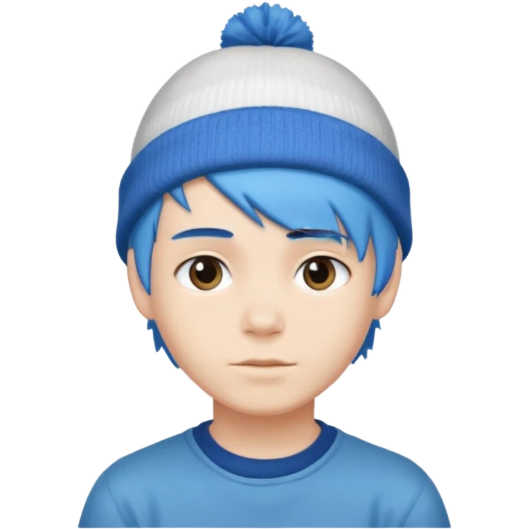 Boy with blue hair and a white beanie emoji