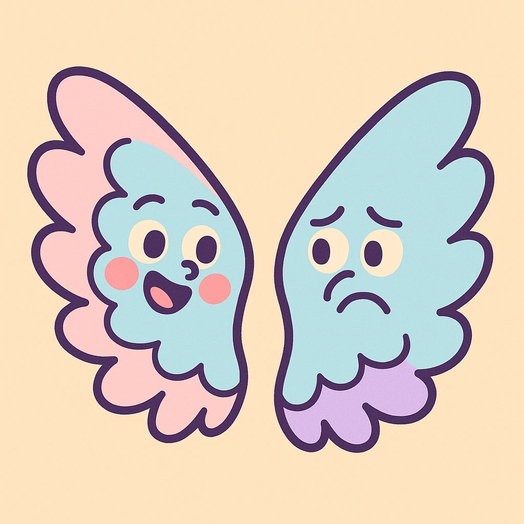 a pair of wings in pastel toon style emoji