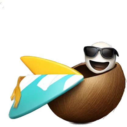 Coconut with sunglasses surfing emoji