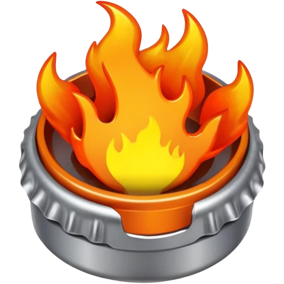 A sad bottlecap with fire hands emoji