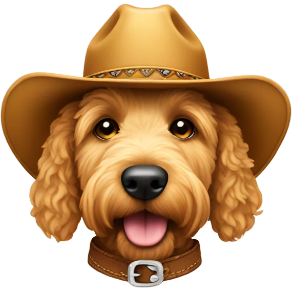Golden doodle with cowboy hat emoji