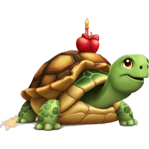 Tortuga con cake en la pata que pone drama king emoji