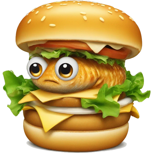 Fish eating burger emoji