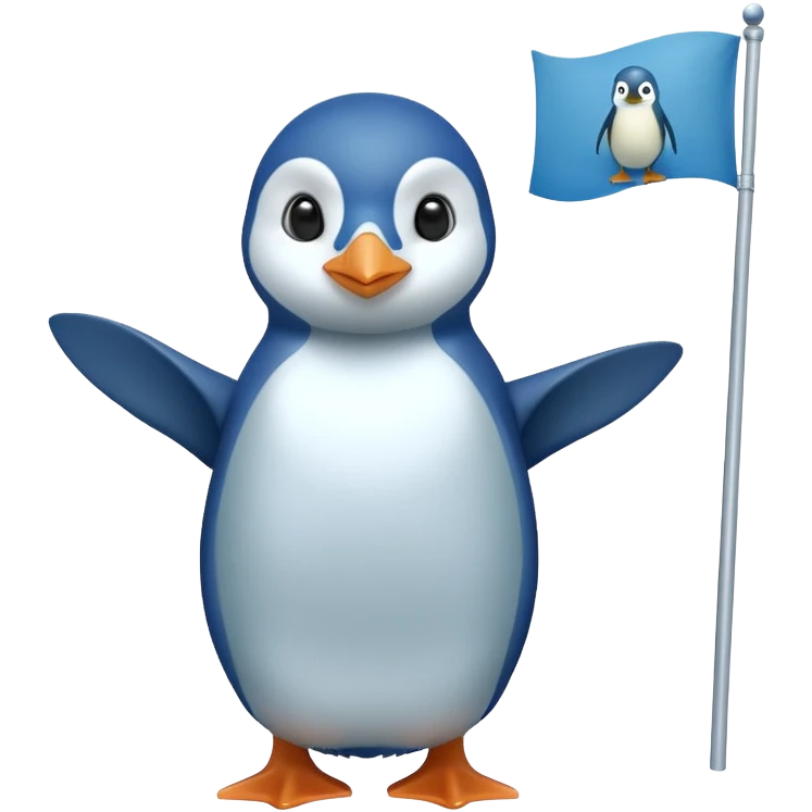 green flag with a detailed blue penguin emoji