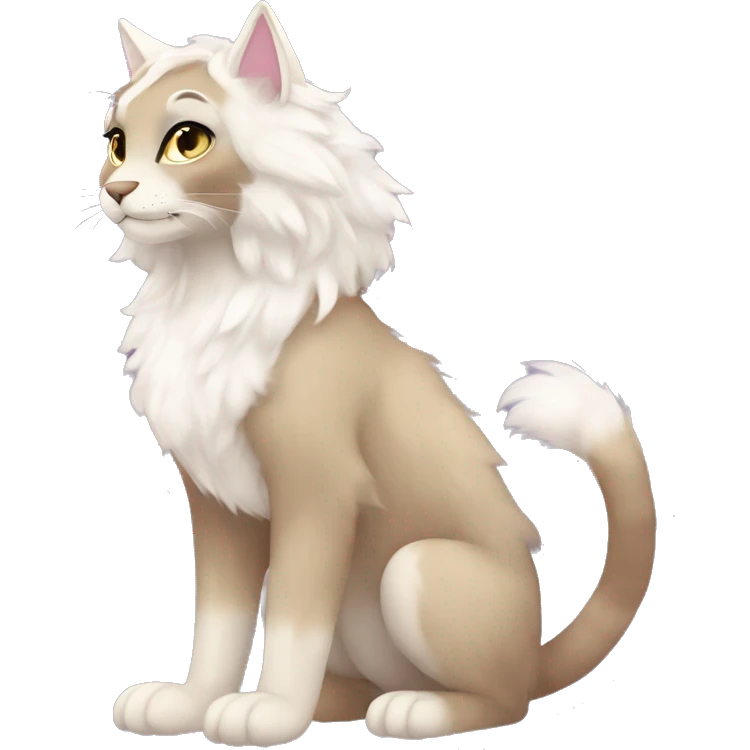 Furry, sparkle, iridescent, colorful, pastel, edgy, cool, fantasy beautiful, brown, beige, white, divine, godly, angelic, animal, anthro, full body, fursona, feline emoji