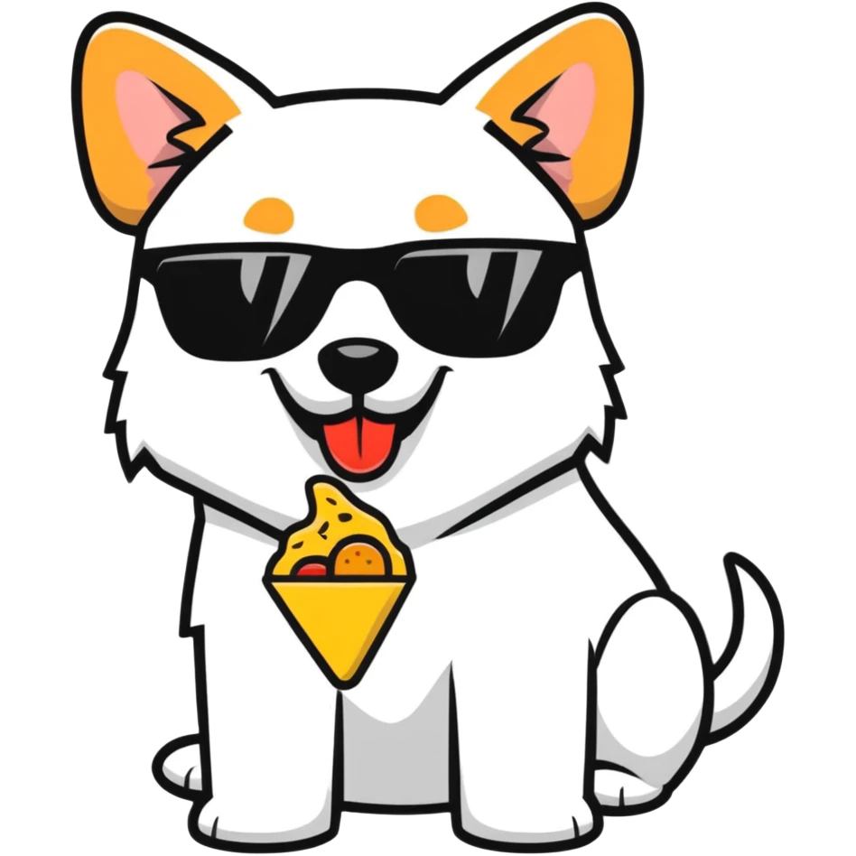 Dog with food and sunglasses  emoji