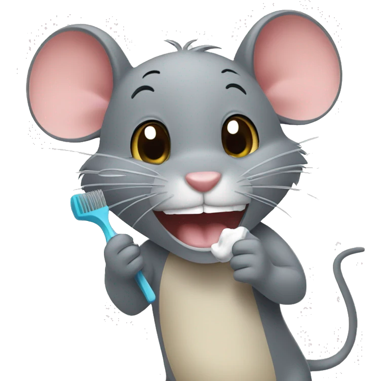 mouse brushing teeth emoji