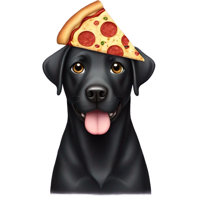 Black Labrador with pizza emoji