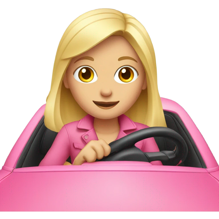 Blonde girl driving pink car  emoji