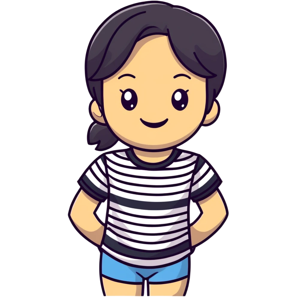 smiling girl in striped shirt emoji