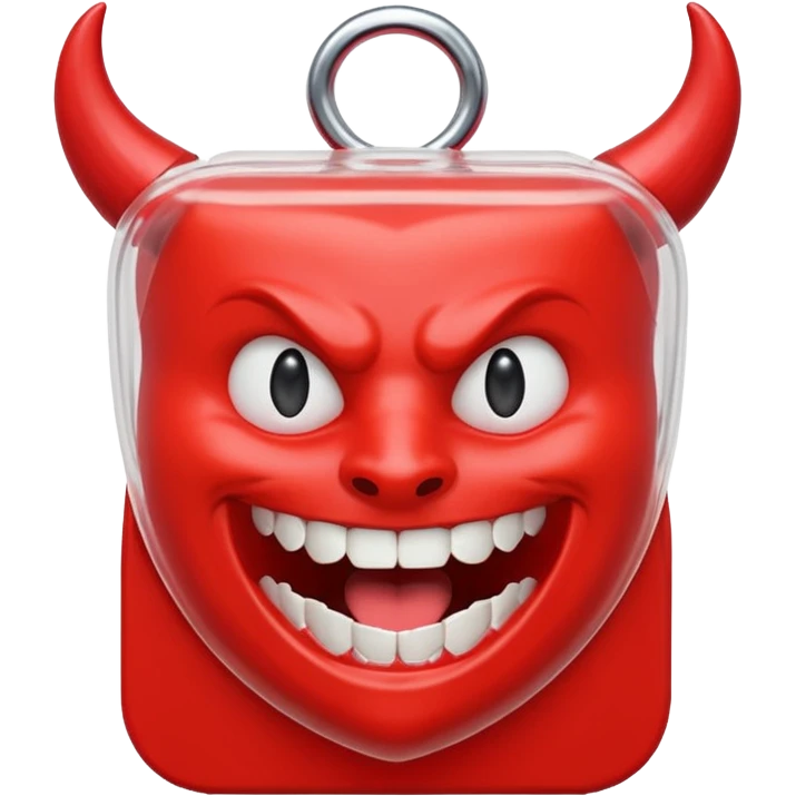 A package of dental floss with a smiling horny devil face  emoji