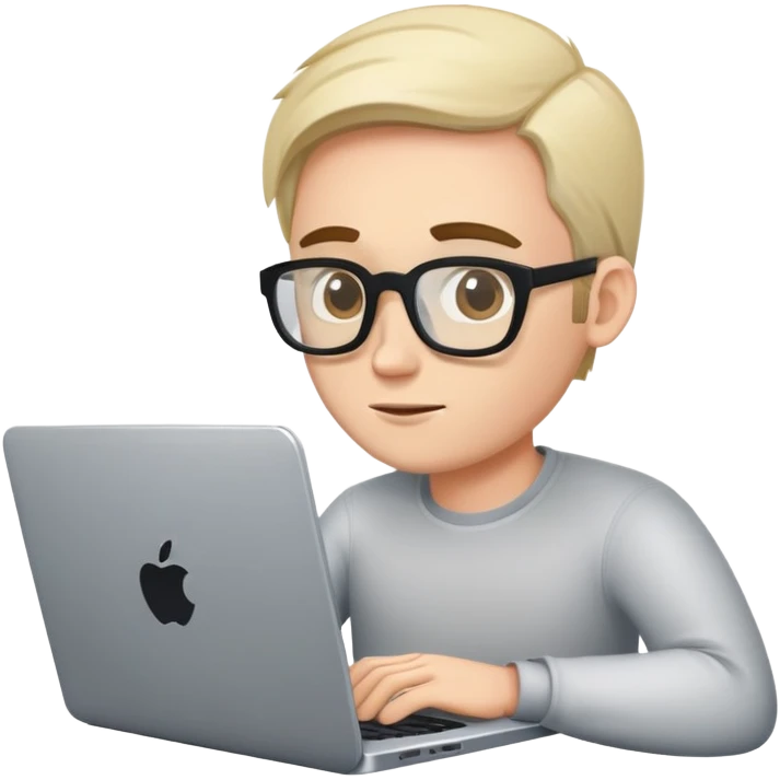 WEB DEVELOPER WORKING ON HIS LAPTOP white skinned and without glasses emoji