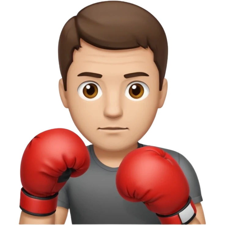 Rapaz de 39 anos ,cabelo castanho médio ,olhos castanho claro , cabelo corte malet, com uma luva de box na mão emoji