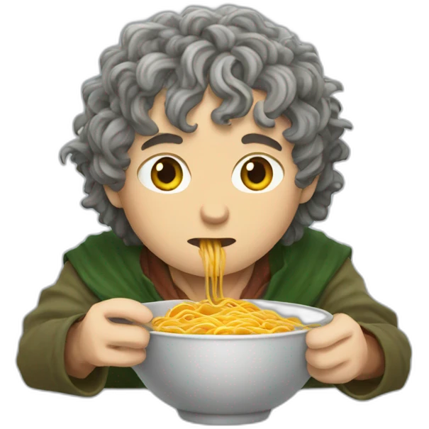 Frodo eating ramen emoji