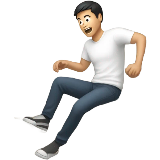 Asian guy falling down steps emoji