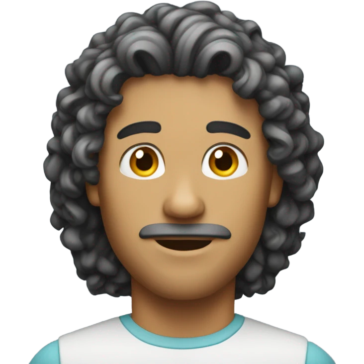 Guy with a curly mullet emoji