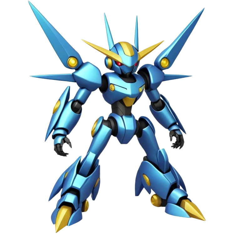 Shiny Futuristic Cool Edgy Badass Fakemon-Pokemon-Digimon-Spectrobes-Medabot-fusion, full body emoji