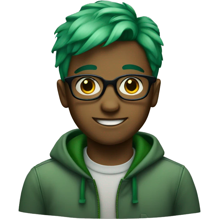 A boy with glasses and green hair emoji