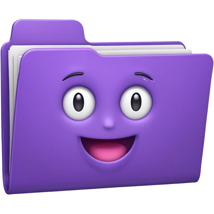 purple folder with papers inside, slightly messy and a little wonky, slightly 3d apple style emoji emoji