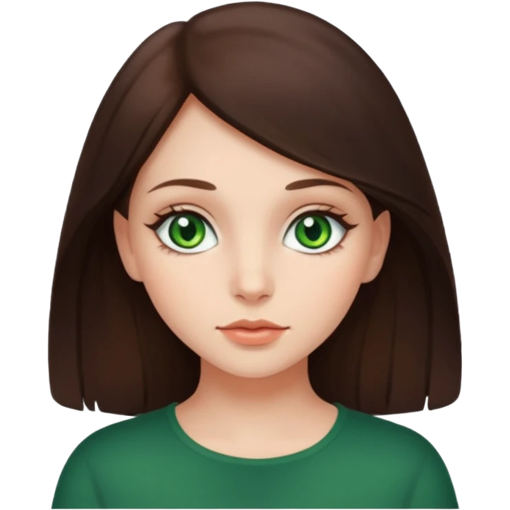 brunette girl with green eyes and moles emoji