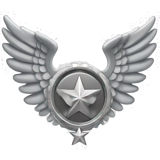 silver military badge with stars and wings emoji
