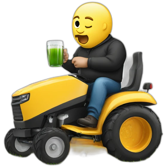 fatman-drinking-cider on ride on lawn mower emoji