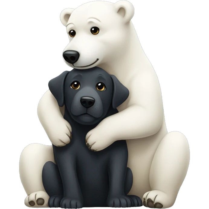 polar bear hugging black Labrador  emoji