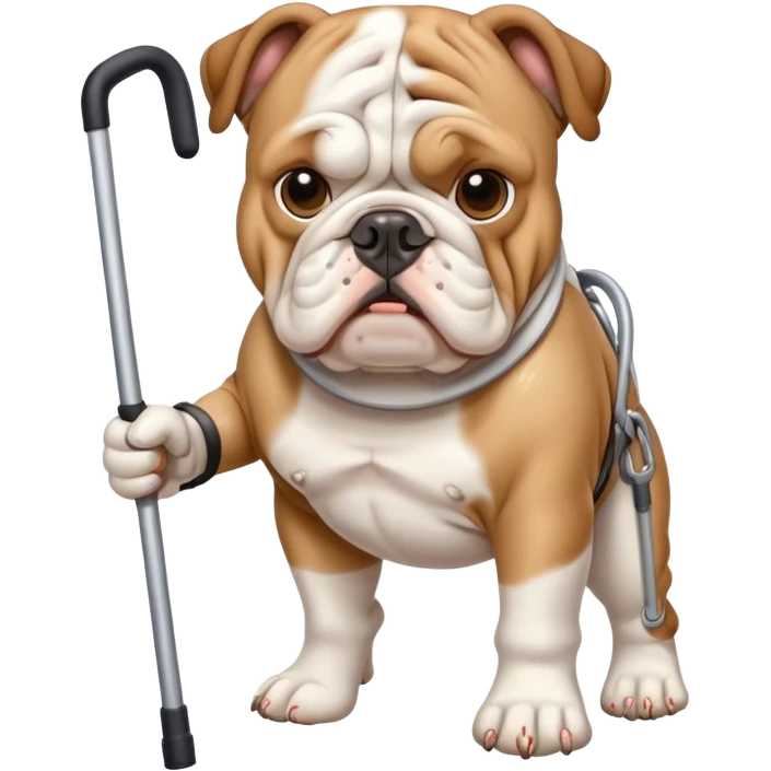 English bulldog with crutches  emoji