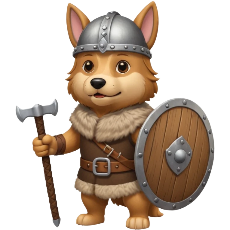 Viking Dog with helmet and wooden shield emoji