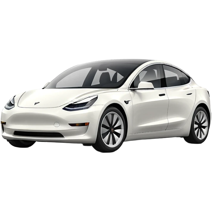 Tesla model 3 white. Icon. In a hurry. No wings  emoji