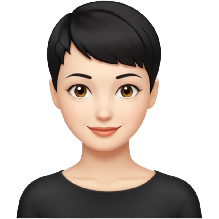 frau freche extreme schwarze Kurzhaarfrisur eine Seite fast keine Haare emoji