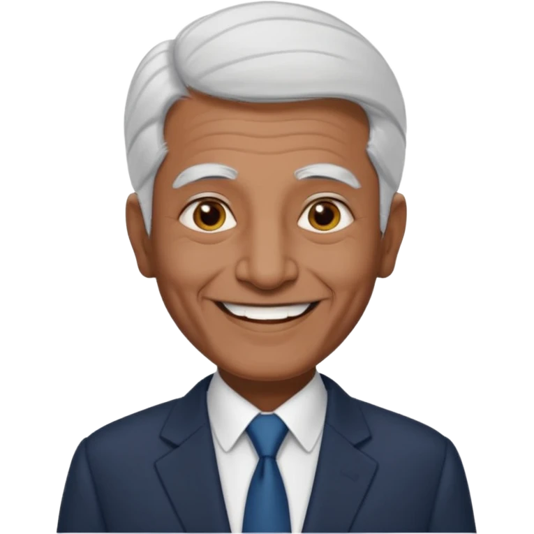 70 yr old man, thin white hair, pakistani, business suit, big smile, dark skin, no facial hair
 emoji