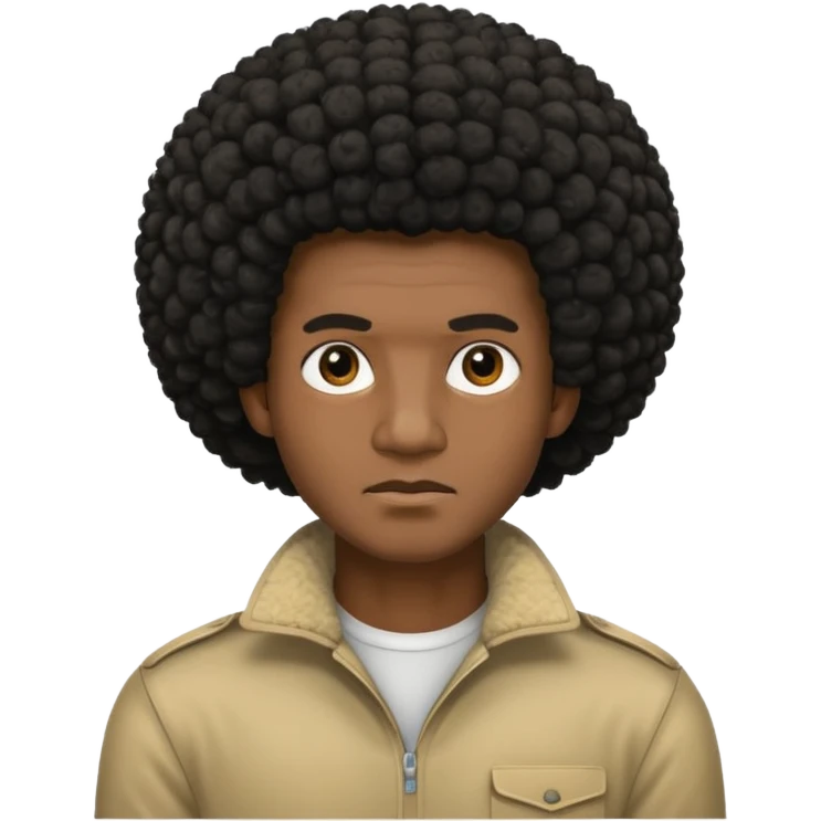  Afro not smiling and black skin color emoji male emoji