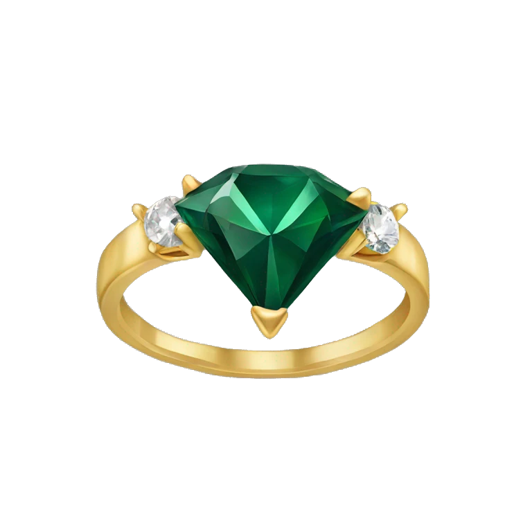Gold Diamond ring with dark green stones emoji