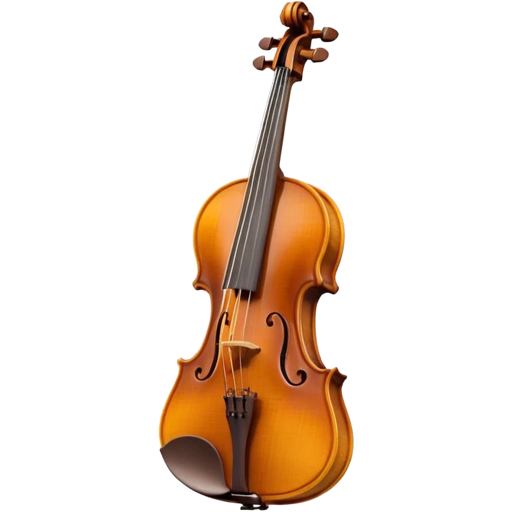 Create a sophisticated and detailed emoji representing the 'Macdonald' viola by Antonio Stradivari. The design should feature a beautifully crafted viola with visible fine details, including the scroll, f-holes, and rich wood texture. Add subtle elements like a bow resting on the strings and musical notes to evoke the instrument’s classical nature. Use rich, warm colors like golden brown, amber, and subtle hints of gold to reflect the luxury and craftsmanship of Stradivari's work. The background should be transparent. emoji