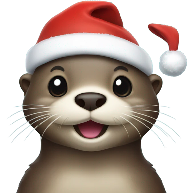Otter with Santa hat emoji