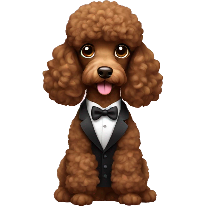 Brown poodle in a tuxedo emoji
