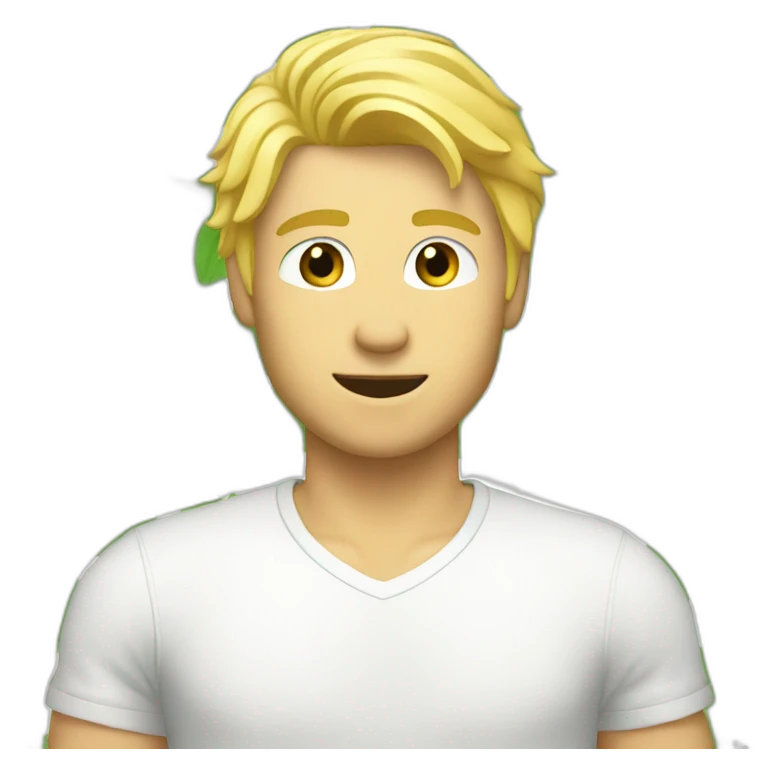 blond guy a pant with big leafs right to him in the background emoji