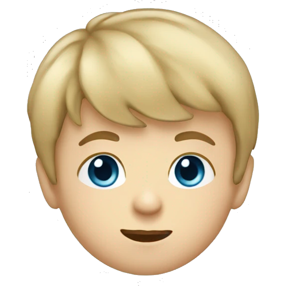 Caucasian little boy with blue eyes and dirty blonde hair with bangs picking his nose emoji