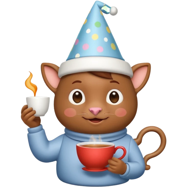 Labubu enjoying tea time, playful and iconic emoji