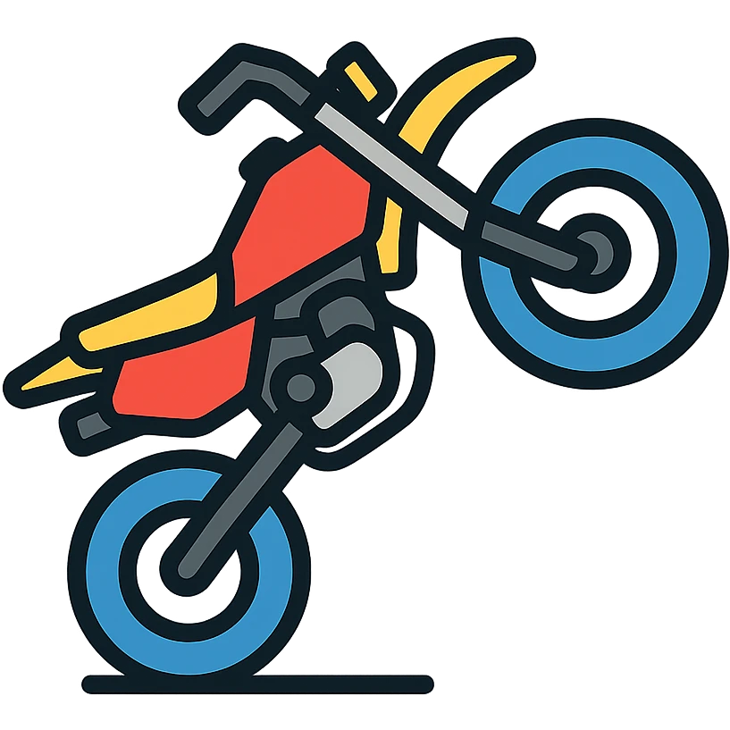supermotard motorcycle performing a wheelie, colored icon emoji