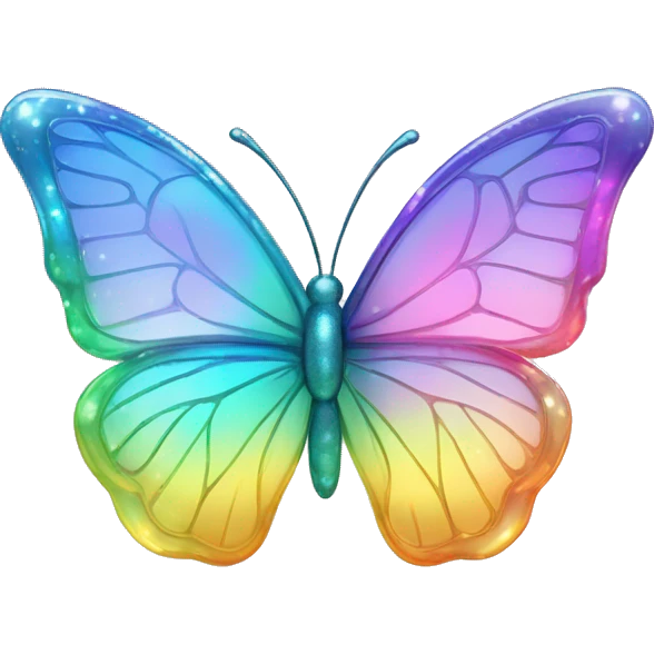 Sparkly Pastel rainbow-gradient iridescent glass butterfly emoji