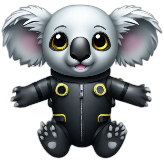 koala in black rubber shiny diving suit emoji