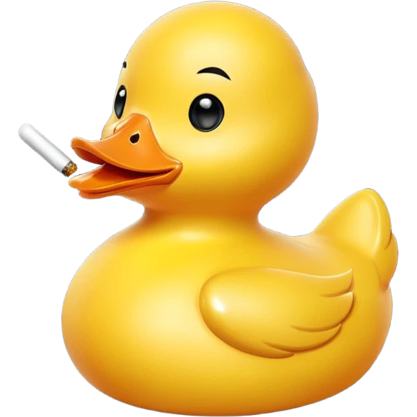 Rubber duck smoking a splif cartoon emoji
