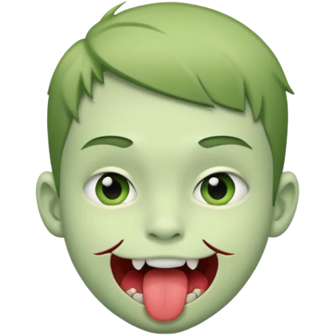 Pale white skin, Frankie stein monster high doll boy with 5-o-clock shadow , pale white-green skin, face stiches , tongue out emoji