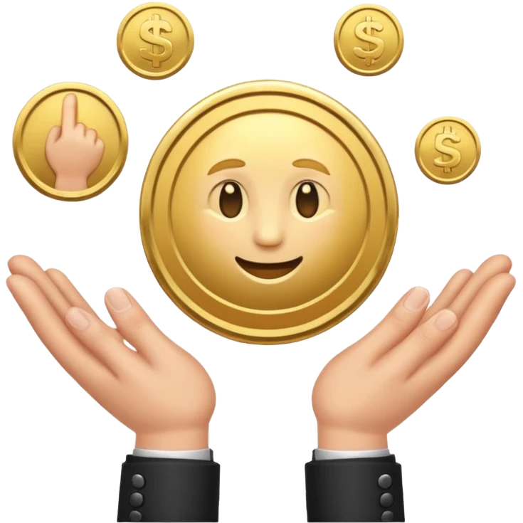 getting coin money with two hand emoji