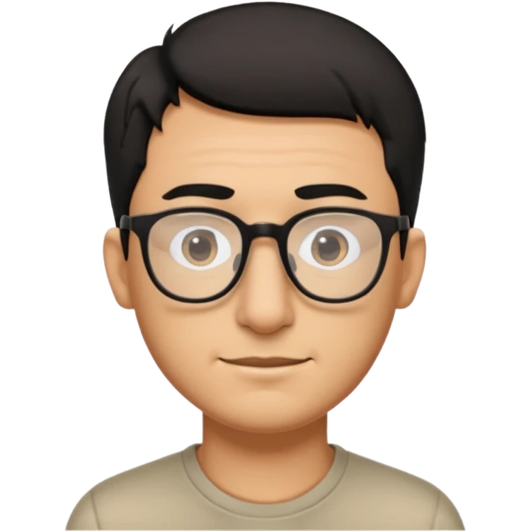 Emoli hombre con lentes poco cabello negro y nariz grande emoji