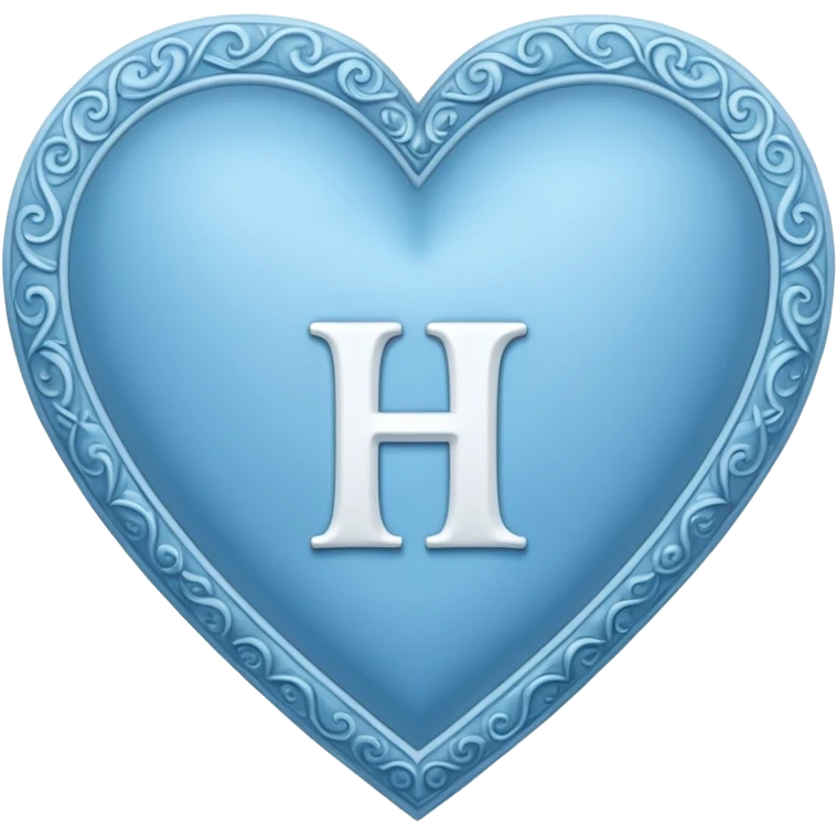 Can you make a baby blue heart with a white letter in the middle in a gothic style, the letter is H emoji