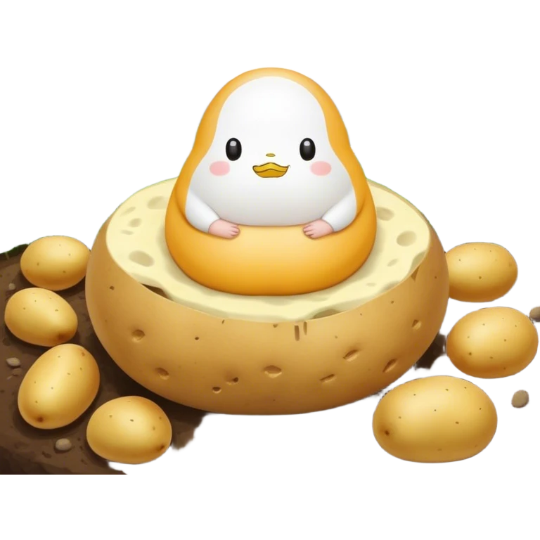 kawaii gudetama meditating potato landscape emoji