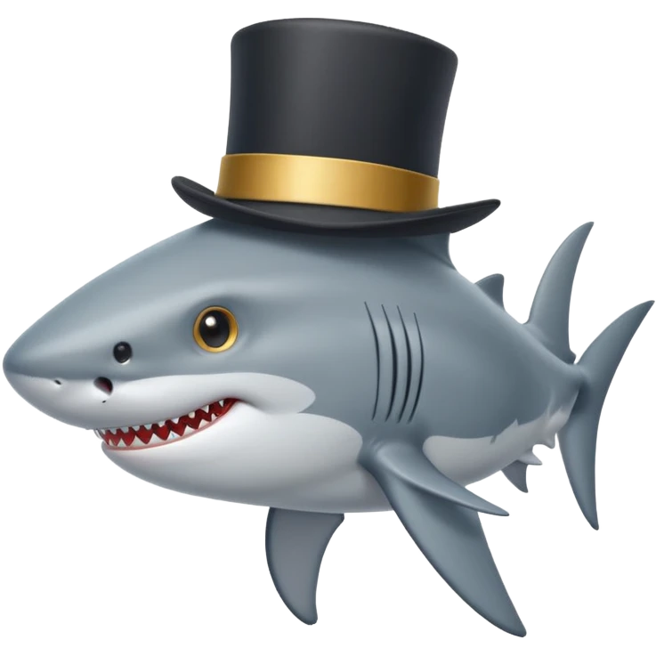 Shark with a top hat emoji